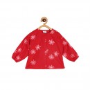 Miniklub Girls Flower Printed Full Sleeve Cotton Top _ Red - 6-9m